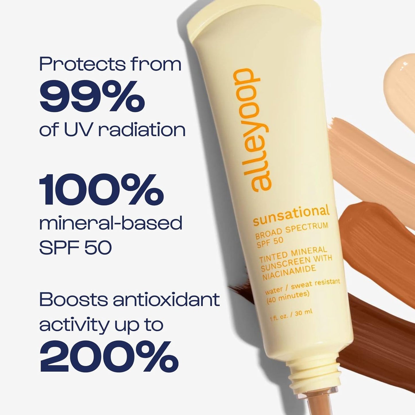 Sunsational Tinted Moisturizer Sunscreen for Face Broad Spectrum SPF 50, Tinted 100% Mineral Sunscreen with Niacinamide & Jojoba, Protects Hydrates and Soothes Skin, Vegan, Cruelty-Free - Star